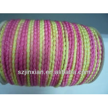 Bordure en dentelle au crochet en coton rose et jaune